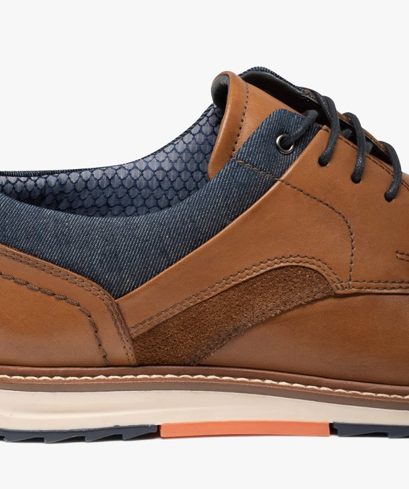 Derbies homme dessus cuir et denim - Tanéo vue6 - TANEO - GEMO