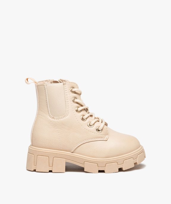 Boots fille unies à semelle épaisse crantée avec zip et lacets vue1 - PREMIER PRIX BY GEMO - GEMO