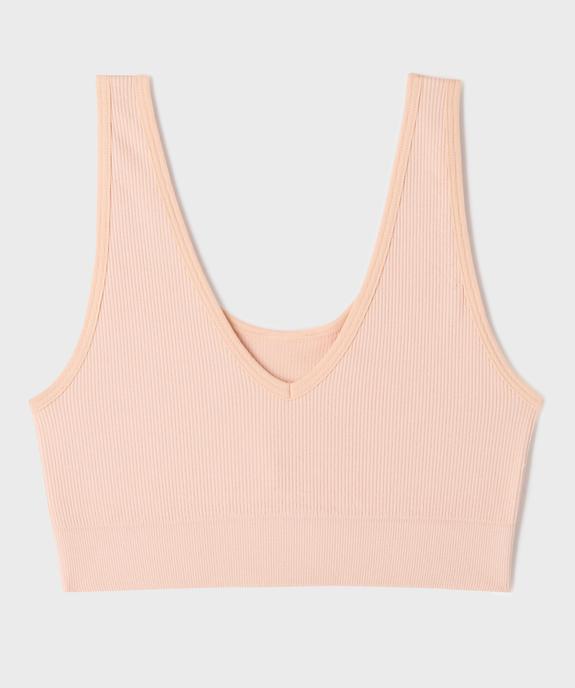 Brassière réversible en maille côtelée fille vue1 - GEMO 4G FILLE - GEMO