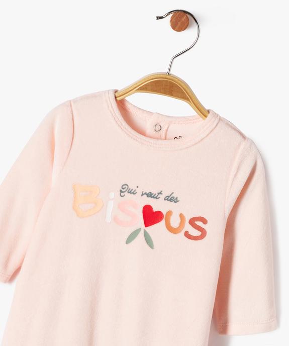 Pyjama en velours avec message coloré bébé fille vue2 - GEMO 4G BEBE - GEMO