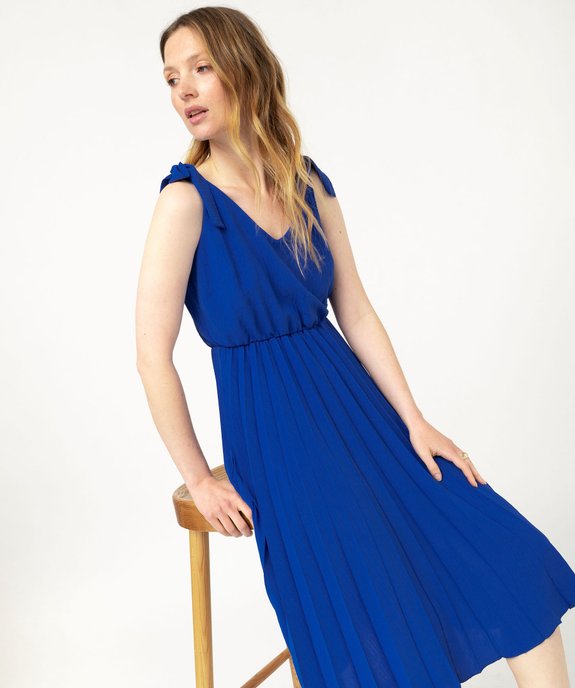 Robe à bretelles nouées avec bas plissé femme vue1 - GEMO(FEMME PAP) - GEMO