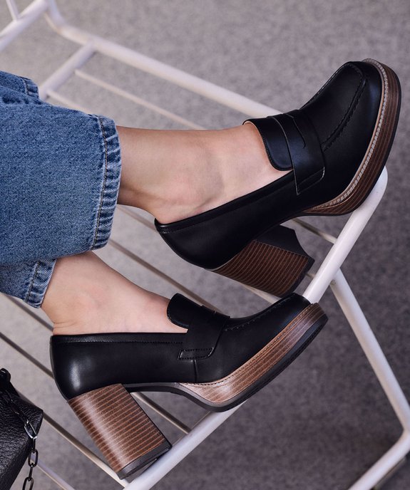 Mocassins femme à talon haut et plateforme Penny Loafer  vue1 - FOLLOW ME - GEMO