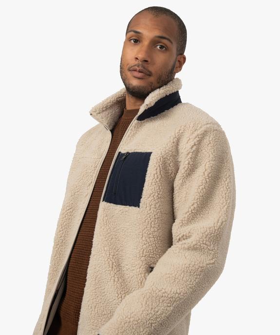 Veste polaire homme zippé en sherpa vue1 - GEMO (HOMME) - GEMO