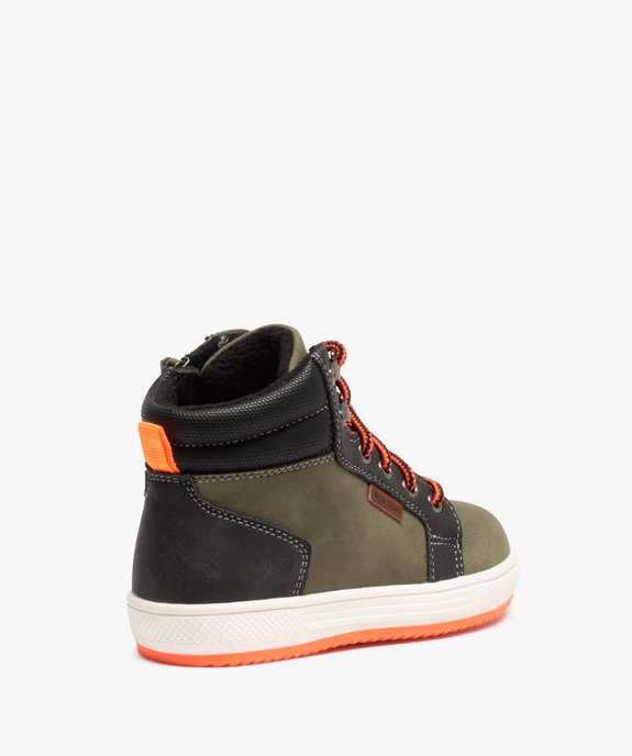 Boots fourrées garçon à lacets bicolores et zip vue4 - GEMO 4G GARCON - GEMO