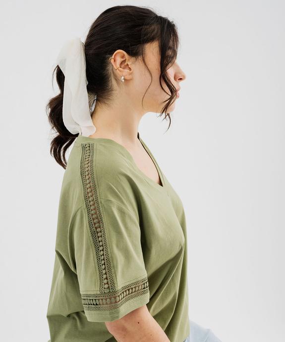 Tee-shirt manches courtes avec détails brodés femme grande taille vue1 - GEMO 4G GT - GEMO