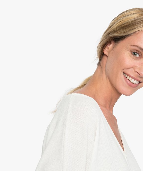 Tee-shirt femme ample à manches 3/4 et lacet à nouer vue2 - GEMO(FEMME PAP) - GEMO