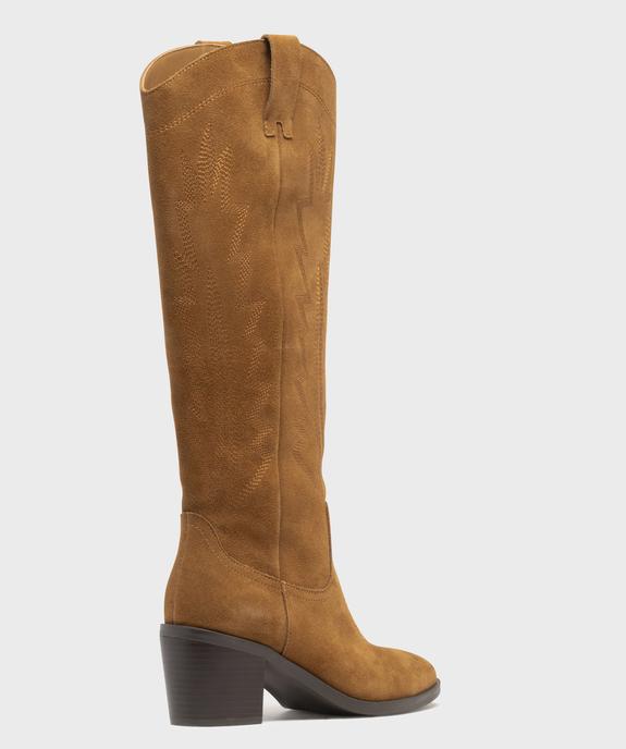 Bottes dessus cuir velours esprit Santiag femme - Tanéo vue4 - TANEO - GEMO