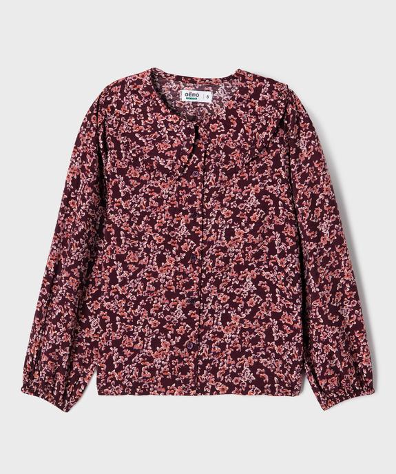 Chemise à motifs fleuris et col Claudine fille vue1 - GEMO 4G FILLE - GEMO