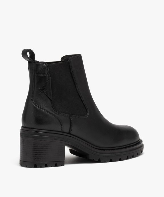 Boots femme à talon en cuir uni style Chelsea vue4 - GEMO(URBAIN) - GEMO