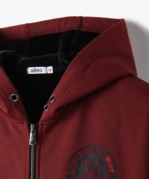 Sweat garçon zippé à capuche intérieur velours vue2 - GEMO (ENFANT) - GEMO