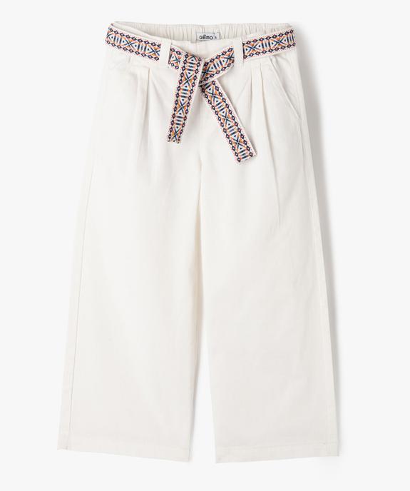 Pantalon large en coton avec ceinture brodée fille vue2 - GEMO 4G FILLE - GEMO