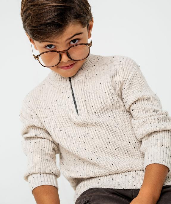 Pull en maille côtelée avec col montant zippé garçon vue1 - GEMO (ENFANT) - GEMO