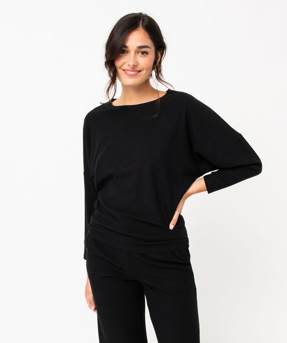 Haut de pyjama en maille côtelée femme vue1 - GEMO 4G FEMME - GEMO