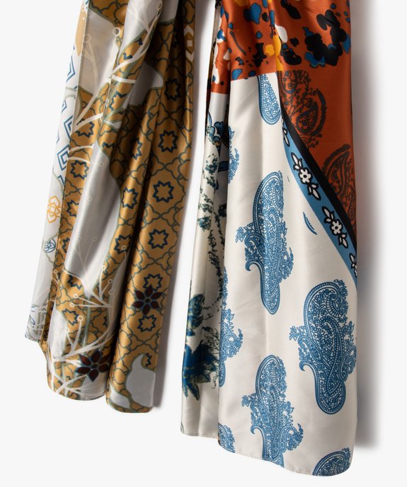 Foulard en satin à motifs géométriques et fleuris femme vue2 - GEMO (ACCESS) - GEMO