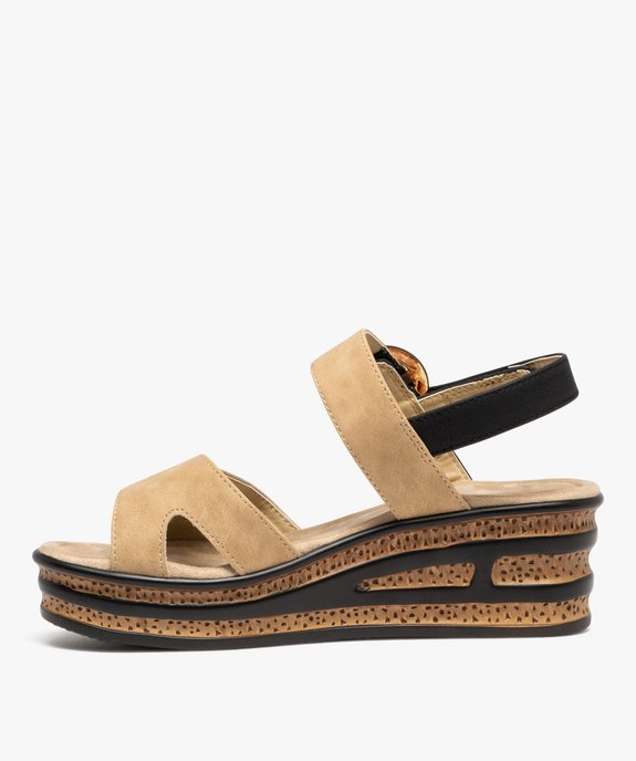 Sandales compensées à brides scratch femme - Valentina Baldano vue4 - EMILIA ROSA - GEMO