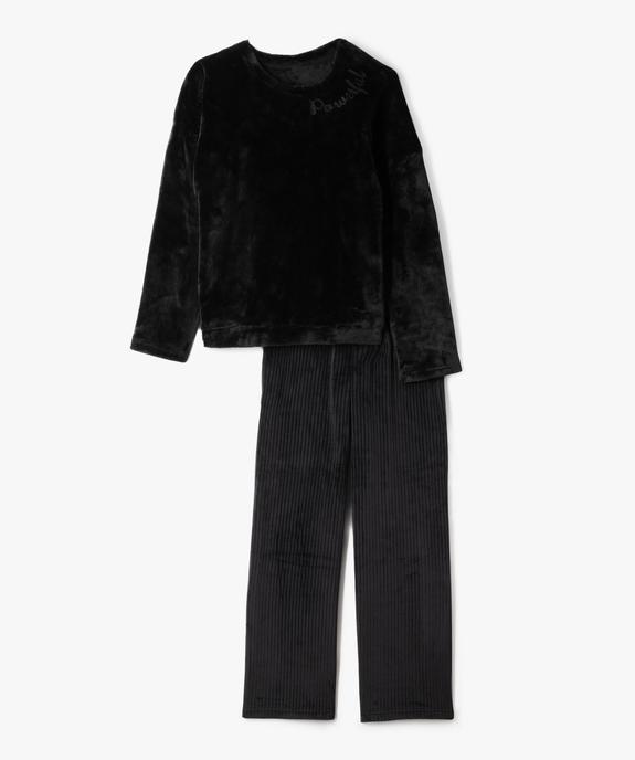 Pyjama en maille  et velours fille vue1 - GEMO (JUNIOR) - GEMO