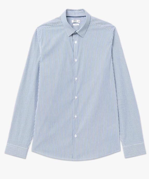 Chemise rayée coupe slim en coton stretch homme vue7 - GEMO 4G HOMME - GEMO