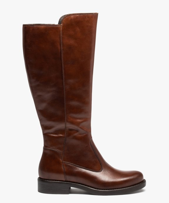 Bottes femme à talon plat unies style cavalières - Tanéo vue1 - TANEO - GEMO