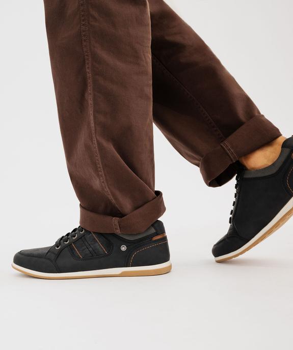 Baskets basses à lacets et jeu de matières homme vue1 - URBAN STEPS - GEMO