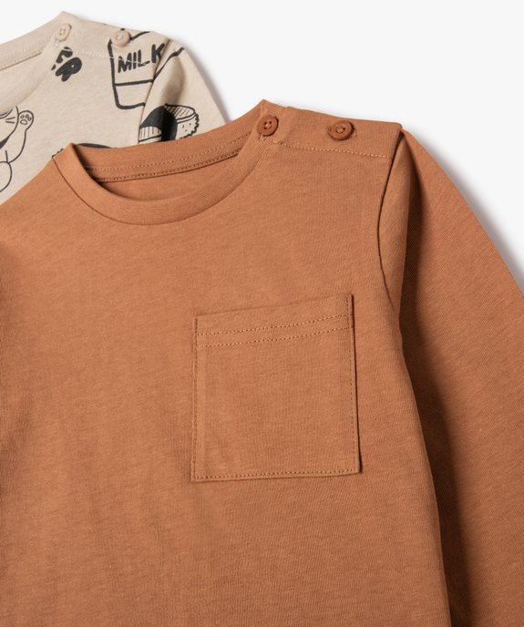 Tee-shirt manches longues en coton bébé garçon (lot de 3) vue3 - GEMO(BEBE DEBT) - GEMO