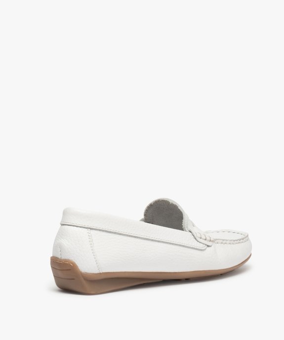 Mocassins femme souples dessus cuir uni à talon plat vue4 - GEMO (CASUAL) - GEMO