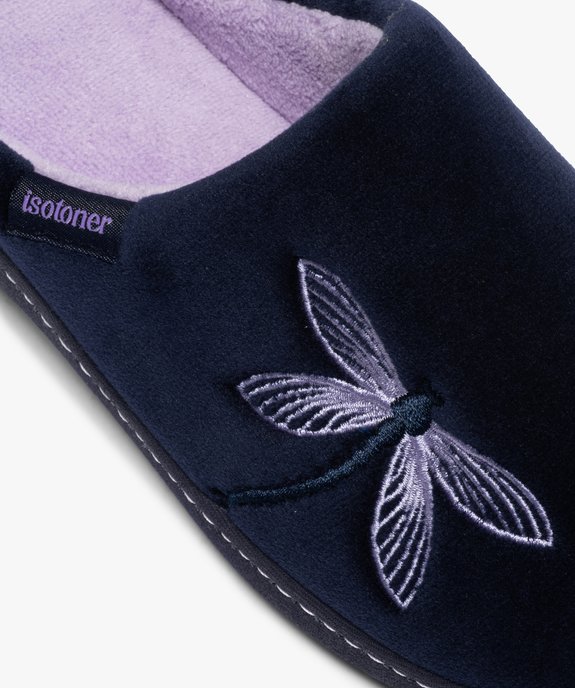 Chaussons femme mules en velours brodé - Isotoner vue6 - GEMO(HOMWR FEM) - GEMO