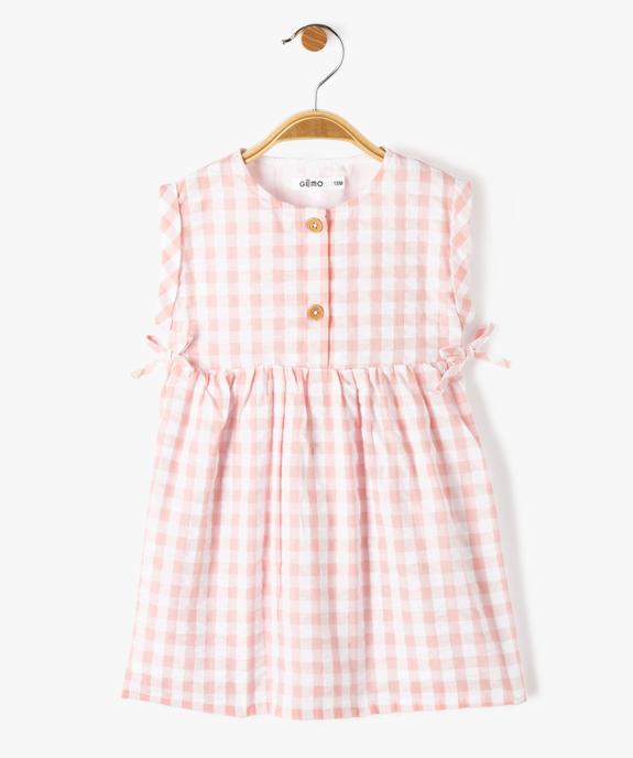 Robe bébé fille rayée en voile de coton texturé vue1 - GEMO(BEBE DEBT) - GEMO