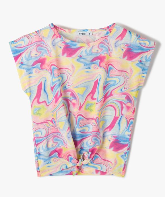 Tee-shirt fille large et noué dans le bas à manches très courtes et  vue1 - GEMO (ENFANT) - GEMO