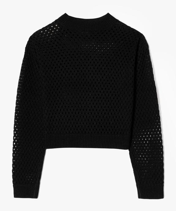 Pull en maille ajourée coupe courte fille vue3 - GEMO (JUNIOR) - GEMO