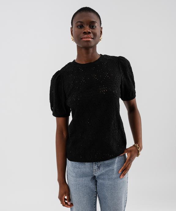 Tee-shirt à manches courtes en maille ajourée femme vue4 - GEMO 4G FEMME - GEMO