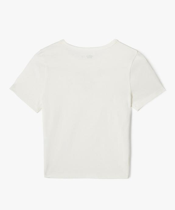 Tee-shirt court à manches courtes avec motif ajouré fille vue7 - GEMO 4G FILLE - GEMO