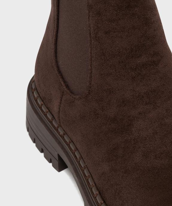 Boots Chelsea en suédine à épaisse semelle crantée femme vue6 - SANS MARQUE - GEMO
