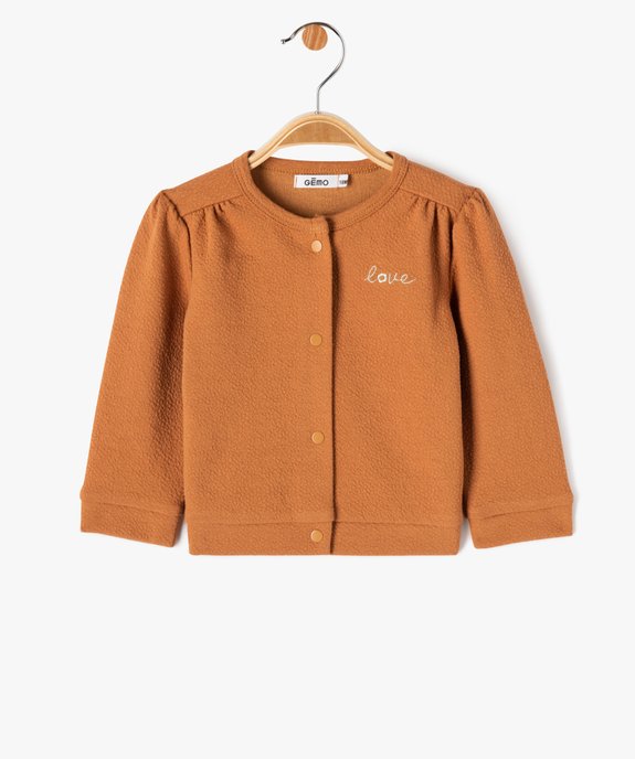 Gilet à boutons-pression bébé fille vue2 - GEMO(BEBE DEBT) - GEMO