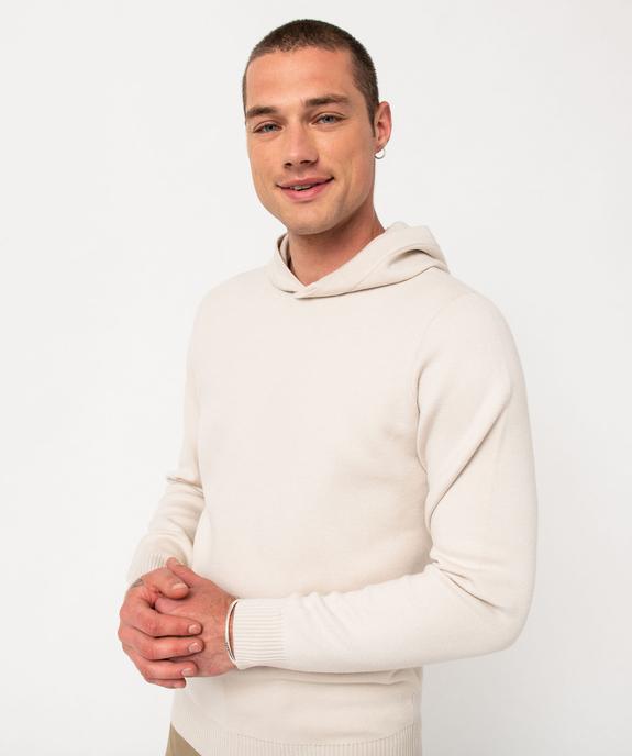 Pull à capuche en maille épaisse homme vue2 - GEMO (HOMME) - GEMO