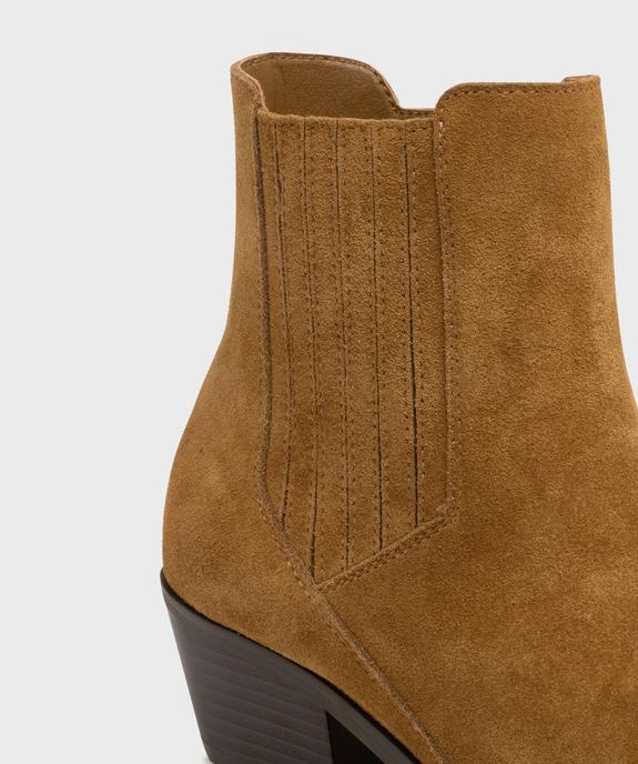 Boots dessus cuir velours avec élastique latéral esprit Santiag femme - Tanéo vue6 - TANEO - GEMO