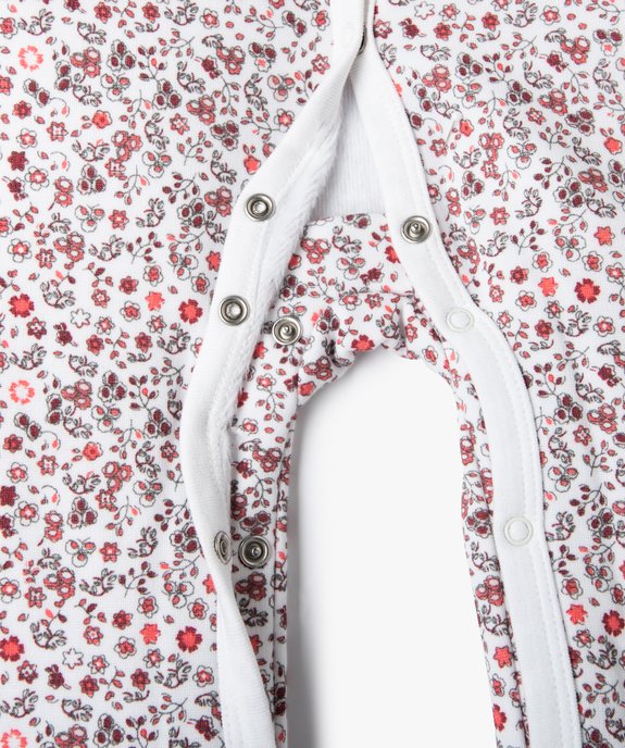 Pyjama bébé en molleton doublé polaire à fleurs et ouverture ventrale vue3 - GEMO(BB COUCHE) - GEMO