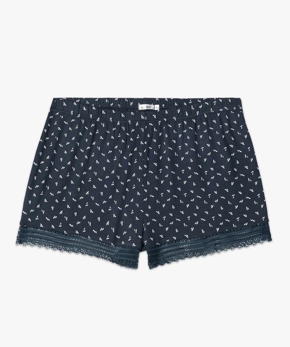 Short de pyjama en maille fluide avec bas en dentelle femme vue4 - GEMO 4G FEMME - GEMO