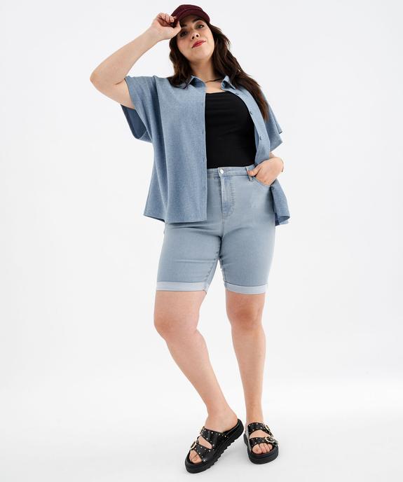 Bermuda en jean stretch à revers femme grande taille vue8 - GEMO 4G GT - GEMO