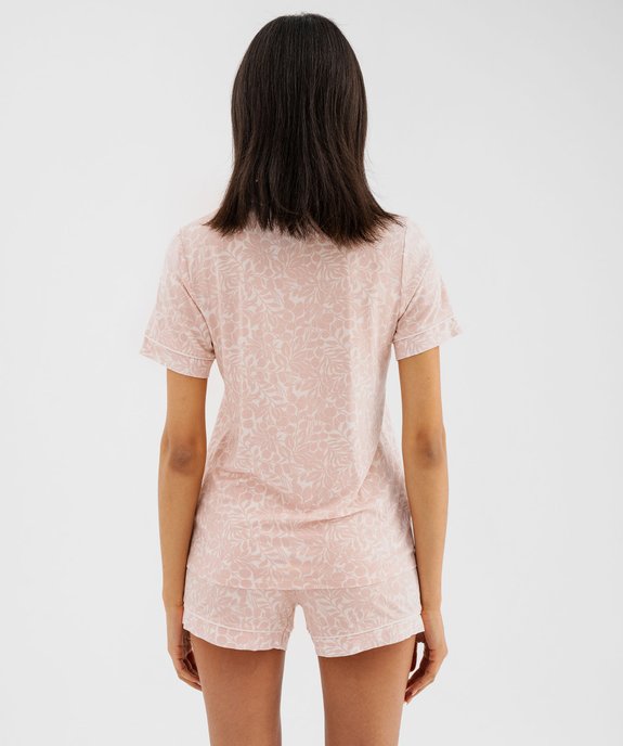 Pyjashort fluide avec haut chemise femme vue3 - GEMO 4G FEMME - GEMO