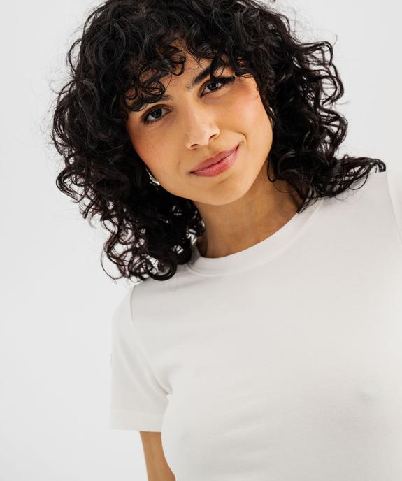 Tee-shirt manches courtes en coton stretch uni femme vue3 - GEMO(FEMME PAP) - GEMO