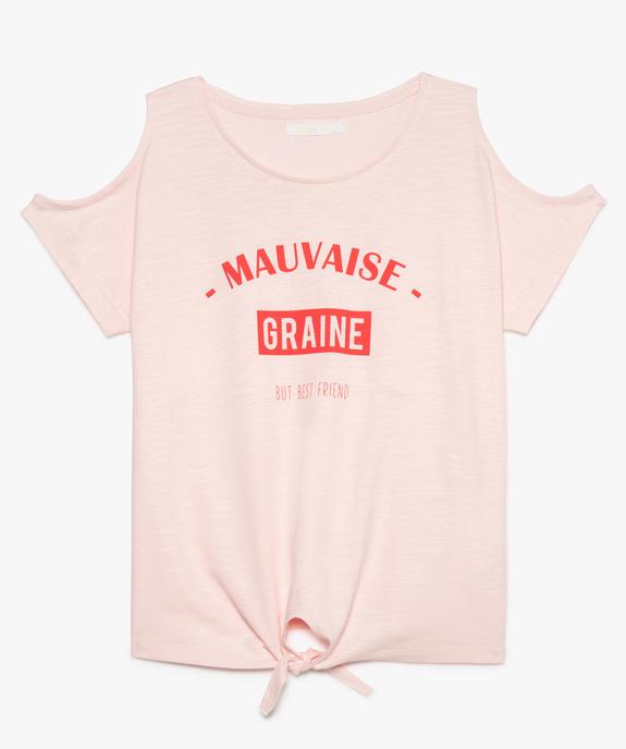 Tee-shirt fille en coton bio avec épaules dénudées vue1 - GEMO 4G FILLE - GEMO