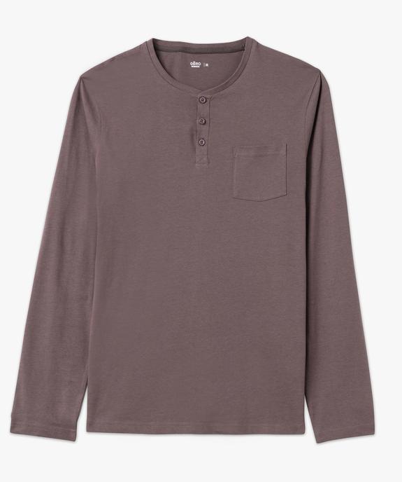 Tee-shirt à manches longues et col tunisien avec poche poitrine homme vue4 - GEMO 4G HOMME - GEMO