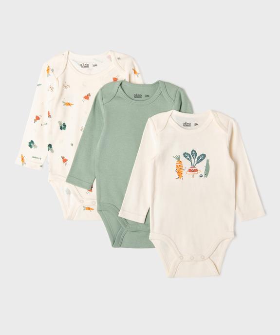 Bodies à manches longues motifs légumes bébé garçon vue2 - GEMO 4G BEBE - GEMO