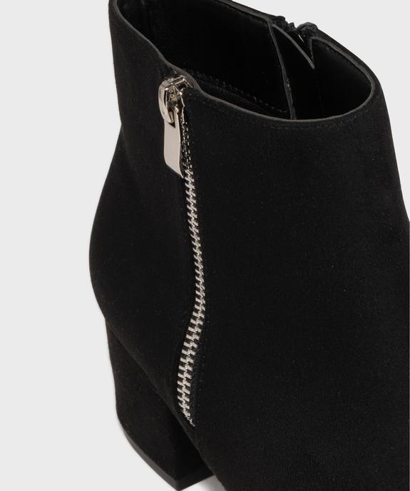Boots femme à talon carré en suédine unie et zip décoratif vue12 - VALENTINA BALDA - GEMO