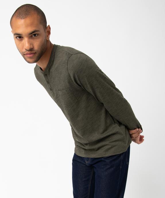 Tee-shirt à manches longues et col tunisien homme vue1 - GEMO 4G HOMME - GEMO
