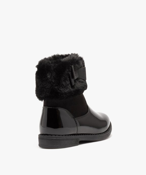 Boots vernis avec tige en peluche fille  vue4 - GEMO (ENFANT) - GEMO