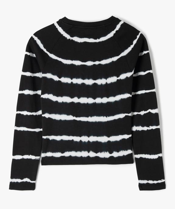 Tee-shirt fille à manches longues rayé vue3 - GEMO (JUNIOR) - GEMO