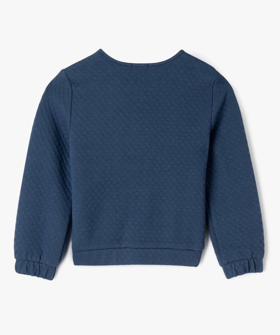 Sweat zippé en maille fantaisie fille vue3 - GEMO (ENFANT) - GEMO