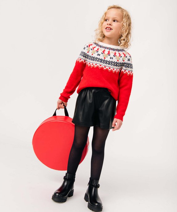 Pull de Noël fille en jacquard à détails dorés vue5 - GEMO (ENFANT) - GEMO