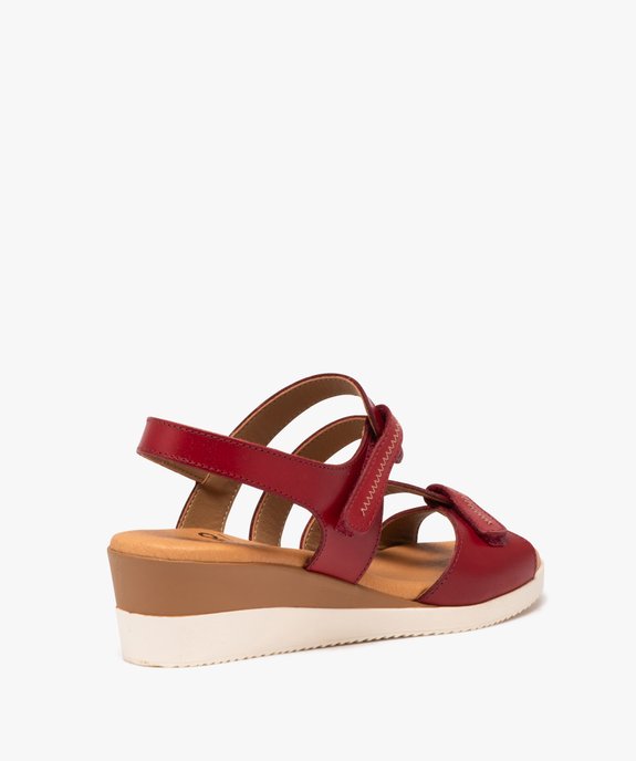 Sandales femme compensées à brides scratch en cuir vue4 - EMILIA ROSA - GEMO